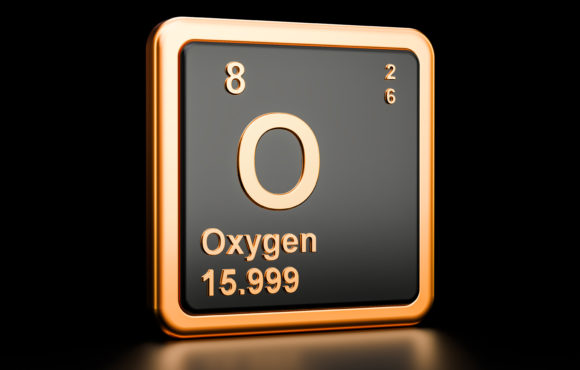 Oxygen O, element isolated on black background