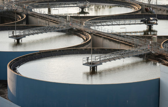 Modern urban wastewater treatment plant.Water purification is th