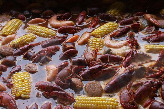 cajun seafood boil - crawfish and shrimp